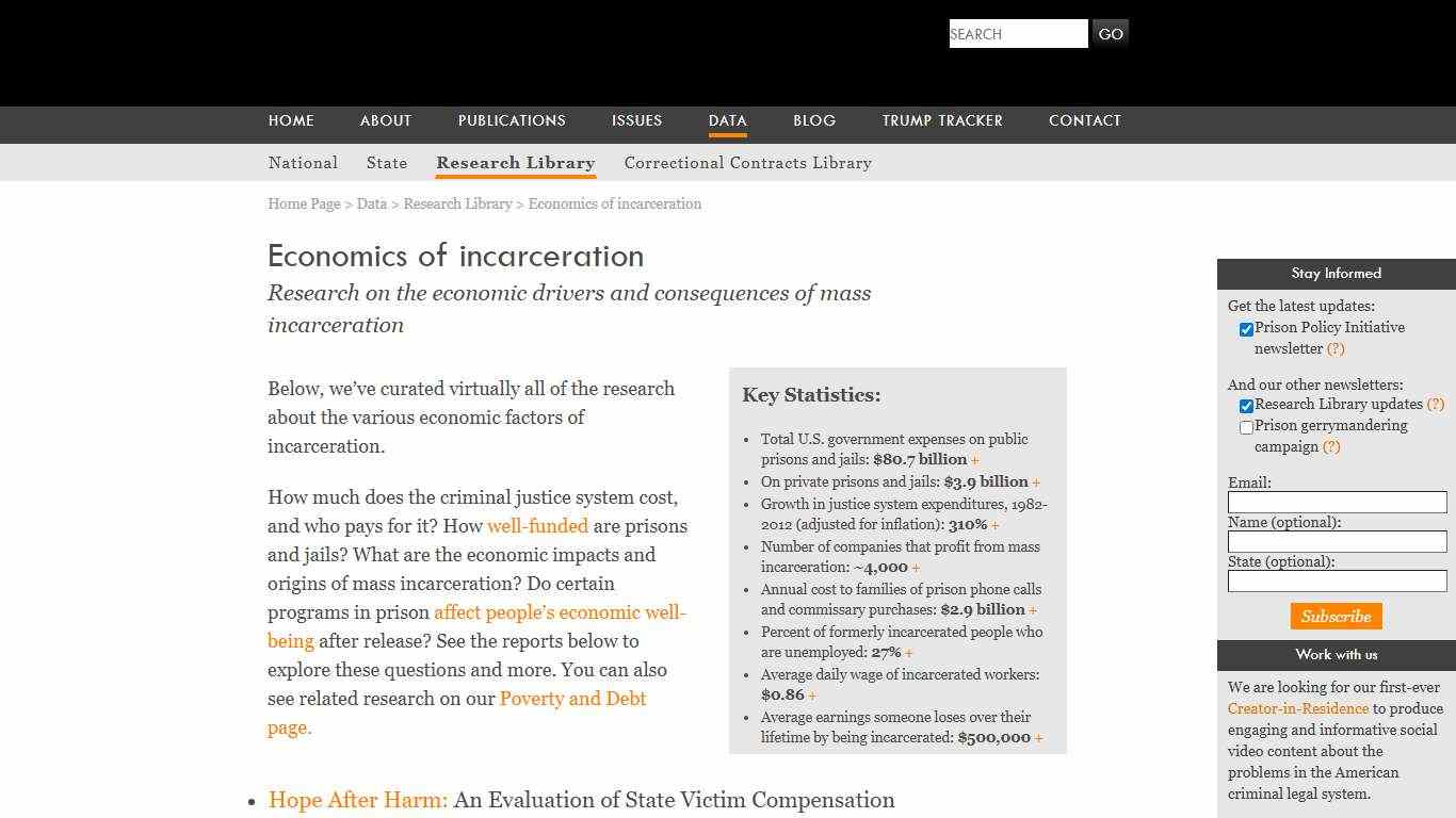 Economics of incarceration | Prison Policy Initiative